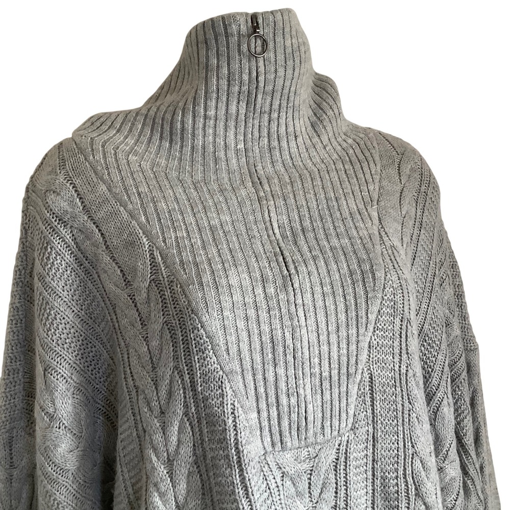 Torrid Gray Cable Knit Quarter Zip Sweater Plus Size 3 3X Funnel Neck Ribbed - Picture 3 of 16